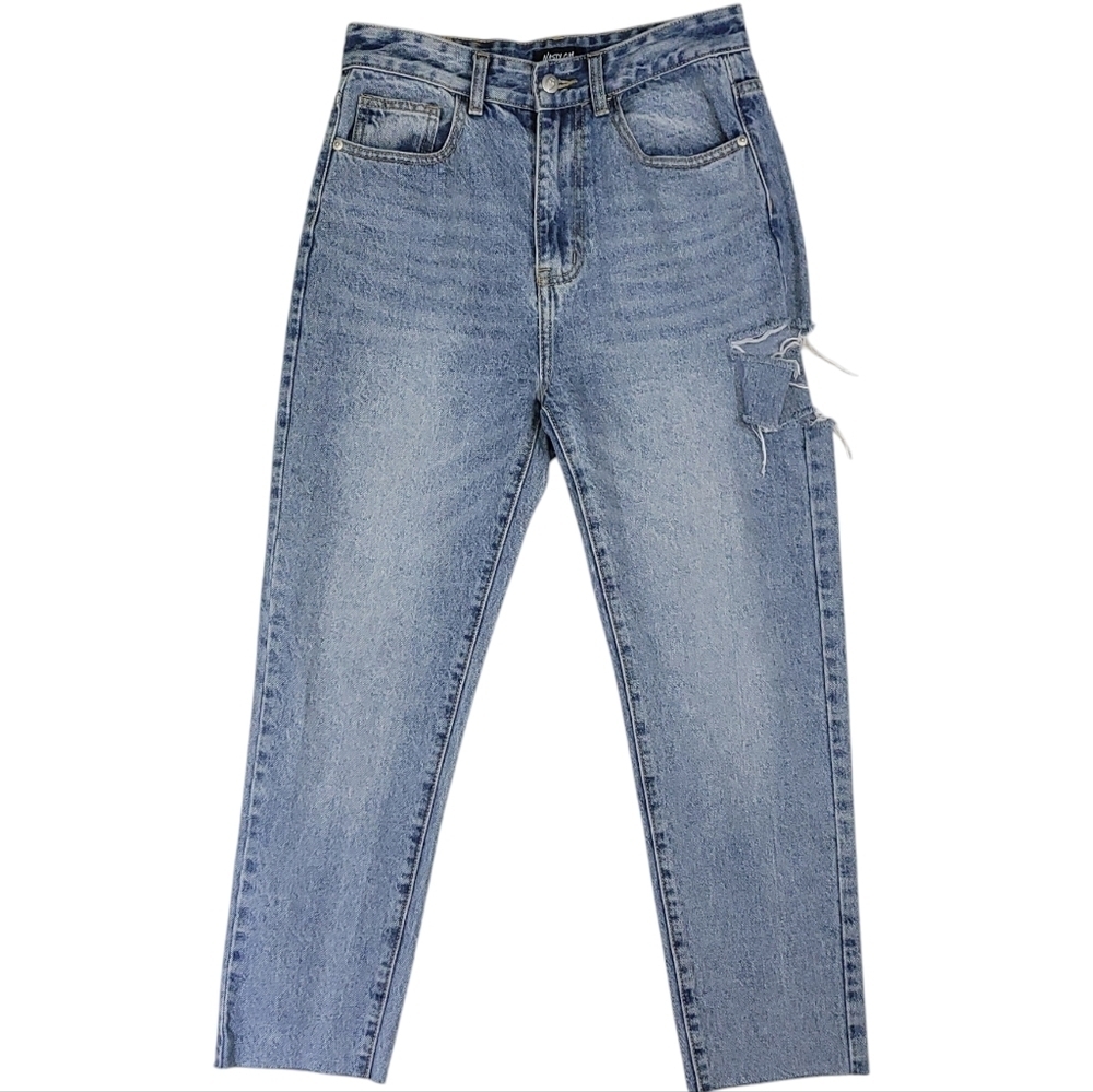 Nasty Gal Womens Distressed Faded and‎ Frayed High Rise Ankle Jeans Size 6